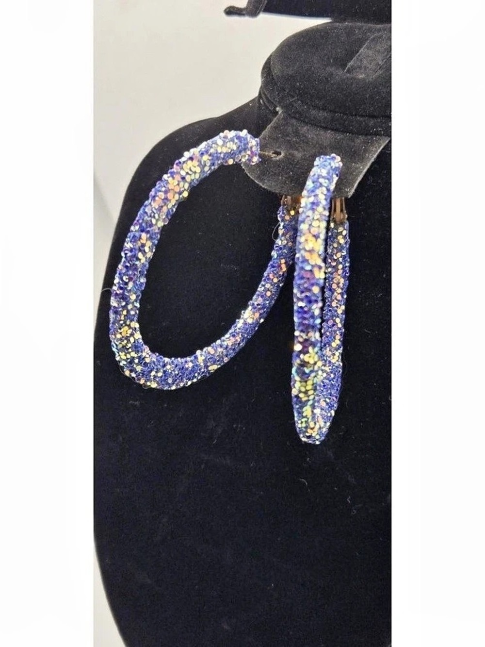 Beaded Hoop Earrings in Blue